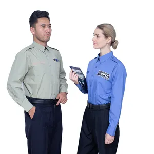 Seragam Kantor Penjaga Keamanan Desain Hijau/Biru Setelan Kemeja Berkualitas Tinggi untuk Pria/Wanita