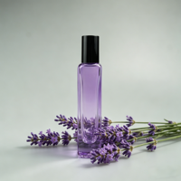 Flacon de parfum rond en verre borosilicate de 15 ml avec pulvérisateur à pompe et diffuseur à bâtonnets, fond épais, surface sérigraphiée mate