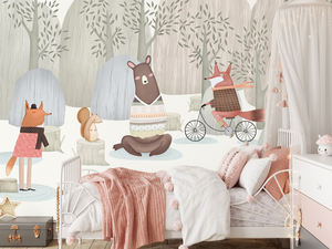 للبيع بالجملة ورق حائط بتصميم جديد لفنون الحائط على شكل حيوان ، ورق حائط لوقت اللعب ، ديكور منزلي ، ديكور جداري لغرف الأطفال - Product Image 5