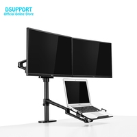 Support pour ordinateur portable à double écran OL-10T en aluminium à mouvement complet, bras triple, 17-32 pouces, 12-17 pouces, réglable en hauteur pour bureau, neuf