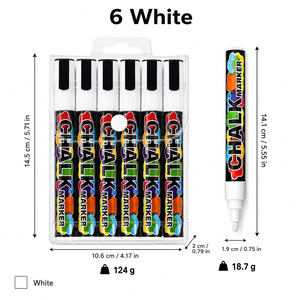 Set di <span class=keywords><strong>Pennarelli</strong></span> a Gesso Liquido Bianchi per Vetro, <span class=keywords><strong>Lavagna</strong></span>, Finestre e Arte - Product Image 1