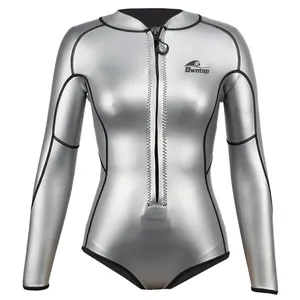 Terno molhado feminino com zíper frontal, 2mm yamamoto cr biquíni prateado suave pele surf