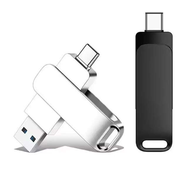 Top Selling Promo Free Custom logo USB and Type-C/USB-C Swivel USB Flash Drive for Phones