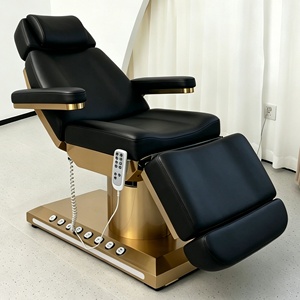 Table de soin électrique inclinable de style luxueux avec cadre en acier doré, lit pour extensions de cils moderne et luxueux, 3/4 moteurs réglables pour salon, boutique, <span class=keywords><strong>spa</strong></span> - Product Image 1