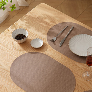 Set de table rond en tissu de style japonais, isolant thermique, couleur unie, compatible lave-vaisselle, pour repas occidentaux - Product Image 3