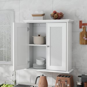 ตู้ยาติดผนังแบบขายส่ง ประตูไม้ ชั้นวางปรับได้ สำหรับห้องน้ำ - Product Image 1