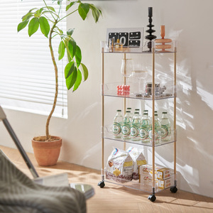 Transparent Multi Layer Narrow <b>Storage</b> Cart With Wheels <b>Kitchen</b> Bathroom Organizer 4 Tier Movable Rack - Product Image 1