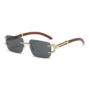 Frameless <b>Square</b> <b>Sunglasses</b> Gold Metal Frame PC Lens UV400 Protection Women's Fashion Sunshades - Product Image 5