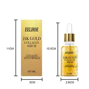 Siero viso acido ialuronico collagene oro 24K rifornimento idrata riduzione dei pori illumina la cura della pelle Lift siero rassodante