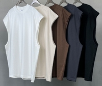 Oversize YKH 275GSM algodón de alta calidad personalizado propio logotipo liso sin mangas Camiseta ajustada peso pesado de talla grande camisetas de hombre