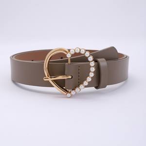 Cinturón de cuero PU con diseño de corazón con incrustaciones de perlas simples para mujer con hebilla de aleación para vestidos, abrigos Vaqueros, para damas y niñas - Product Image 3