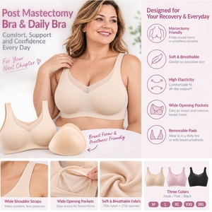 <span class=keywords><strong>Sujetador</strong></span> Post-<span class=keywords><strong>Mastectomía</strong></span> para Mujer, Sin Costuras, <span class=keywords><strong>con</strong></span> Bolsillo para Prótesis, Inalámbrico, <span class=keywords><strong>con</strong></span> Soporte, para Prótesis Mamarias, <span class=keywords><strong>con</strong></span> Almohadillas Extraíbles, Tallas M-3XL, Uso Diario - Product Image 3