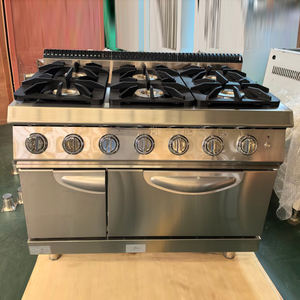 موقد غاز تجاري من الفولاذ المقاوم للصدأ، معدات مطبخ، موقد غاز بـ 6 شعلات مع فرن، موقد متعدد الاستخدامات مع وعاء فخاري - Product Image 2
