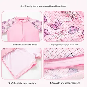 Cartoon Unicorn Split <strong>Swimsuit</strong> for <strong>Girls</strong> 2-6 Years Polyester Material Comfortable Neck Hemmed Student Training <strong>Swimsuit</strong> - Product Image 4