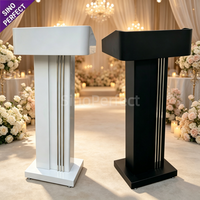 Podio de Metal Blanco Moderno al por Mayor, Atril Portátil para Presentaciones, para Iglesia, Boda, Hotel, Banquete, Evento, Fiesta