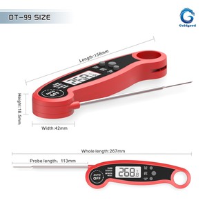<span class=keywords><strong>Thermomètre</strong></span> numérique <span class=keywords><strong>à</strong></span> lecture instantanée avec sonde en acier inoxydable de qualité alimentaire pour la cuisson de la viande, du bœuf, du dindon, de la viande hachée, des pizzas et des grillades - Product Image 2