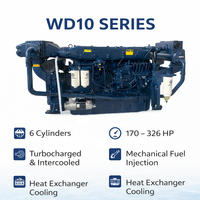 Moteur diesel marin Weichai WD10 Series WD10C190-15 190HP 1500RPM à 6 cylindres en ligne pour bateau de travail et bateau de pêche
