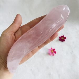 Venta al por mayor de cristales rosas naturales, varitas de masaje curativas, piedra de cuarzo rosa, consolador de pene de cristal, varita de masaje - Product Image 5