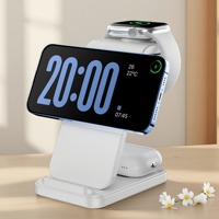 Chargeur sans fil de bureau 3-en-1 15W avec charge rapide magnétique pour téléphone portable, iWatch et écouteurs
