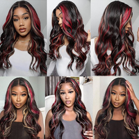 Wig Rambut Asli Vietnam Hitam Merah Pirang Highlight HD Front Wig Virgin Tanpa Lem Transparan HD untuk Lace 13X4 Baby Hair Body Wave