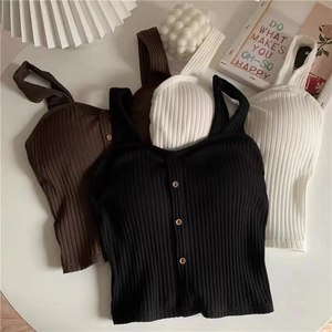 Crop Top Estilo Corsé Y2k Moda Coreana de Verano 2023 Nueva Ropa de Mujer de Punto Casual Básico Chaleco Ajustado <span class=keywords><strong>Sujetador</strong></span> Dulce Tops Femeninos - Product Image 1