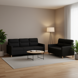 Set di divani in tessuto poliestere nero, mobili moderni per soggiorno in metallo e Textilene - Product Image 2