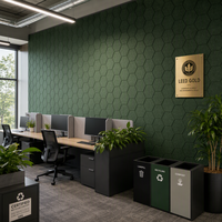 Panel Acústico Hexagonal de PET Reciclado Ynori, Verde Bosque, 9mm, 300x300mm, para Oficinas con Certificación LEED, Resistente al Fuego, Ecológico, Directo de Fábrica