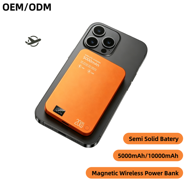 2026 New CCC KC PSE Aluminum 5000mAh 10000mAh Magnetic Wireless Portable Power Bank Ultra Slim Semi Solid Custom Power Banks