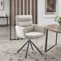 180 °   Chaise de salle à manger pivotante avec retour automatique, revêtement en tissu de luxe, chaise confortable