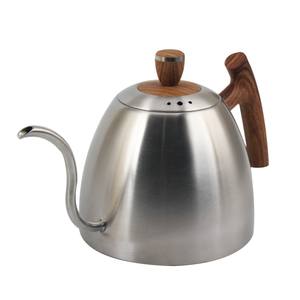 Bouilloire à café en acier inoxydable de qualité supérieure - 1L, pour café filtre, avec poignée ergonomique en bois - Product Image 4