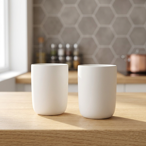 Set di 2 Tazze da Caffè in Ceramica da 350ml con Coperchi, Lavabili in Lavastoviglie e Utilizzabili nel Microonde, Materiale PC, Design Semplice, 12oz, Modello 126396-2 - Product Image 3