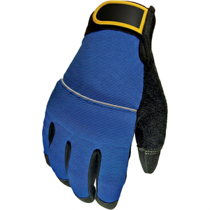 Guantes de Trabajo de Cuero Azul JNA GROUP con Puntas de Dedos Texturizadas, Muñequera Elástica, Antideslizantes, para Uso General, Grosor de 11 oz - Product Image 1