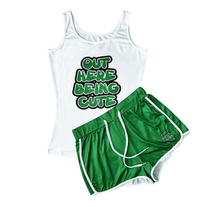 Conjunto de pijama corto para <span class=keywords><strong>mujer</strong></span>, conjunto de dos piezas con estampado de dibujos animados, venta al por mayor - Product Image 5