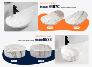 Lavabo <strong>Ceramic</strong> Above Counter <strong>Sink</strong> Oval One Piece White Black Marble Luxury Wash Basins 1 Hole Bathroom <strong>Sinks</strong> for Wholesale - Product Image 3