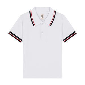 T-shirt blanc pour enfants, polo à manches courtes en pur coton, garçons et filles, col à revers, haut blanc à manches courtes, vêtements polyvalents pour enfants - Product Image 5