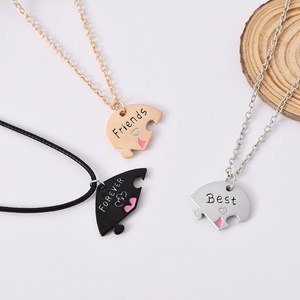 Nuova moda collana con cuore a tre petali di Puzzle per i migliori amici intarsiati diamanti colorati alla moda a forma di farfalla Link all'ingrosso - Product Image 2