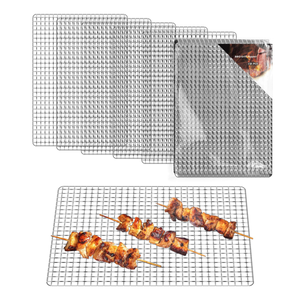Özel kesim işleme gıda sınıfı tek kullanımlık paslanmaz çelik delikli örgü açık pişirme barbekü <span class=keywords><strong>Net</strong></span> kare tel düz örgü - Product Image 1