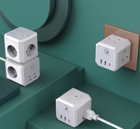 Prise de courant EU Cube 4 prises 2 USB 1 type C avec interrupteur Convient pour une utilisation à domicile, au bureau ou sur un bureau