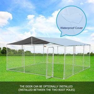 Cage à chien de grande taille pour l'extérieur, 10x10x6 pieds, avec auvent, cadre en métal galvanisé et peint en poudre, design respirant, utilisation toute saison - Product Image 5