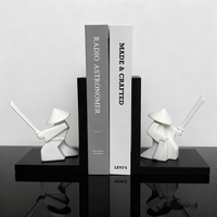 Porte-livres en bois géométrique Art Déco, samouraï blanc abstrait, ensemble de guerriers pour la décoration de la maison, salon, bureau, étagère, ornement