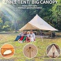 Tente cloche en toile de coton pour camping avec cuisinière, tente de yourte glamping 4 saisons, tente cloche pour famille de 4/6/8 personnes