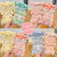Jepit & Ikat Rambut Kain Motif Bunga Gaya Korea untuk Anak Perempuan dan Wanita, Aksesoris Poni yang Tidak Merusak