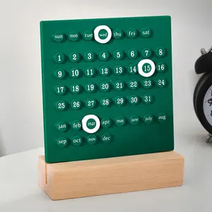 Akrilik Lucu DIY Cincin Ferrule Kalender Abadi Kayu Dekorasi Desktop Buatan Tangan DIY Kayu Kedatangan Kalender