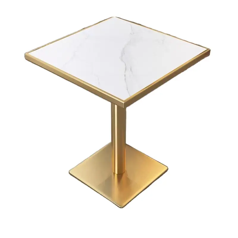 Tischplatte aus gesintertem Stein mit modernem Design und goldener Kante für das Restaurant
