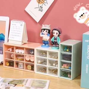 Stackable Transparent <b>Storage</b> <b>Drawers</b> Double Tier Desk Organizer <b>Plastic</b> Rectangle Freestanding Neatening Box - Product Image 3