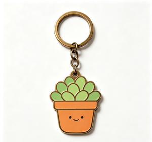 Llavero de Metal Personalizado con Diseño de Suculenta, Llavero Esmaltado con Imitación Antigua para Regalo Promocional - Product Image 1