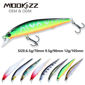 Leurre de pêche Minnow Jerkbait suspendu 70mm-105mm, 6.5g 9.5g 12g, avec système de transfert de poids pour lancer longue distance et action réaliste, pour la pêche au bar et à la truite - Product Image 1