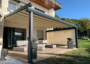 <span class=keywords><strong>Toldo</strong></span> retráctil impermeable <span class=keywords><strong>para</strong></span> balcón al aire libre, pérgola con pantalla lateral - Product Image 4