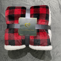 Selimut Natal Motif Kotak-kotak Merah Hitam, Selimut Lembut Berbulu, Dapat Dibalik, Bahan Flanel Plush Microfiber Fleece untuk Sofa dan Tempat Tidur