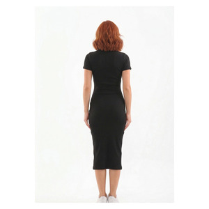 Vestido de pana de manga larga con cuello redondo para mujer, cintura natural, estilo modesto, 135 cm de largo, estilo sencillo, informal - Product Image 5